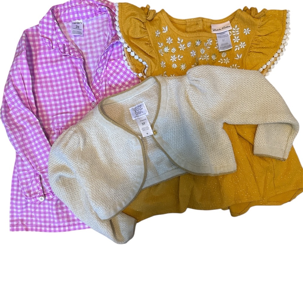 Girls 3T Lot of 2 Dresses & A Shrug Sweater